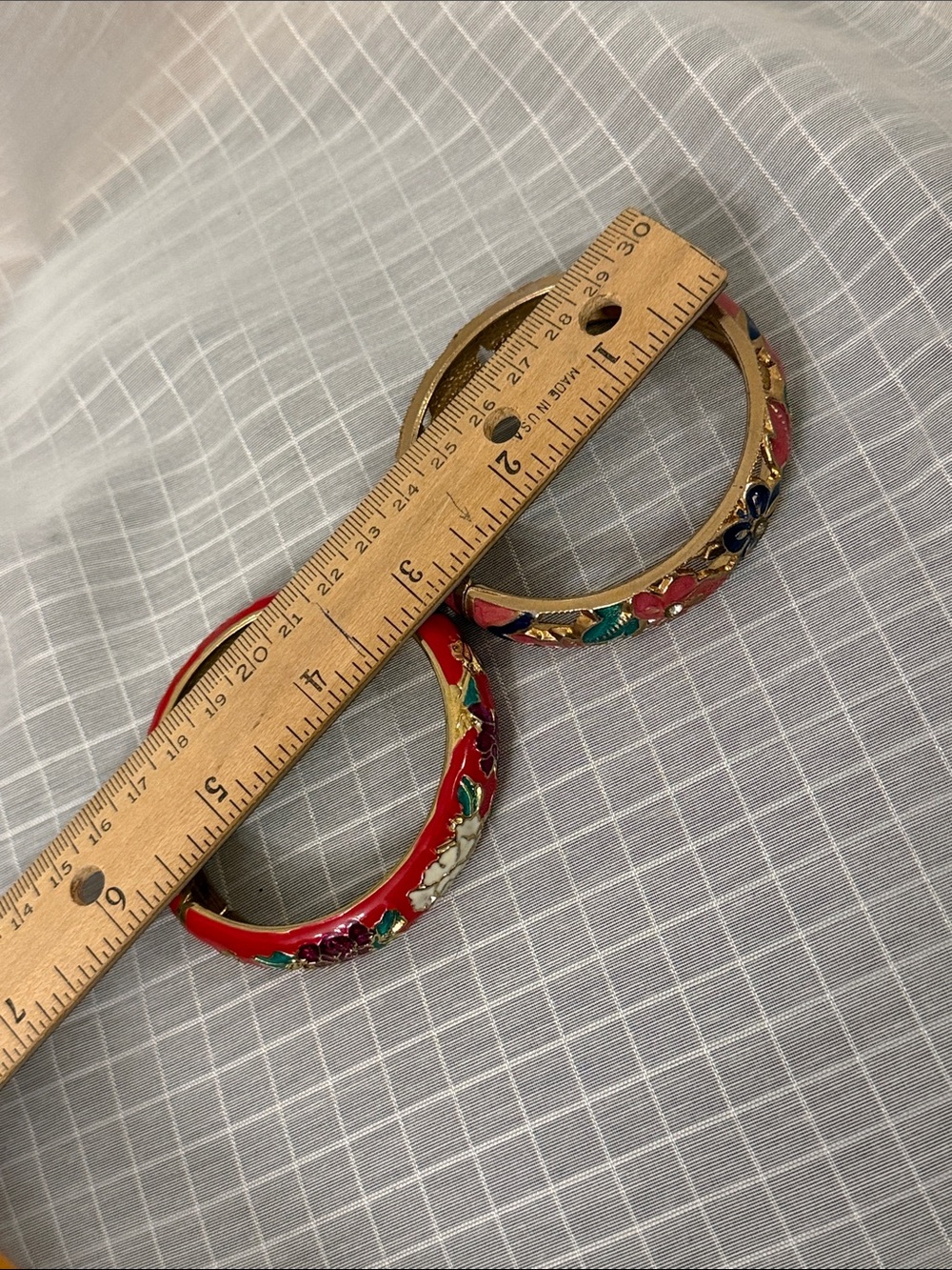 Gold-Tone Floral Enamel Bangle Bracelet Pair - Picture 6 of 6